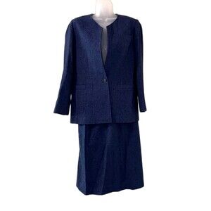Vintage Pendleton 2‑Piece Skirt Suit Navy Tweed Wool Size 6